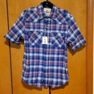 Outdoor Life Plaid Button Up Short Sleeve Shirt